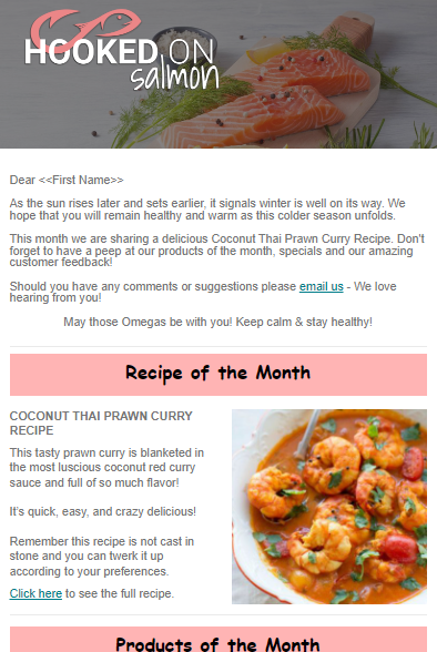Hooked on Salmon Newsletter Example